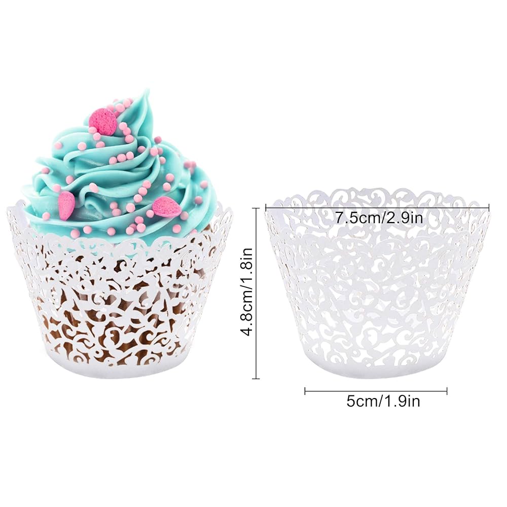 Amazon | JinHuiCheng 50個 ホワイト カップケーキ ラッパー